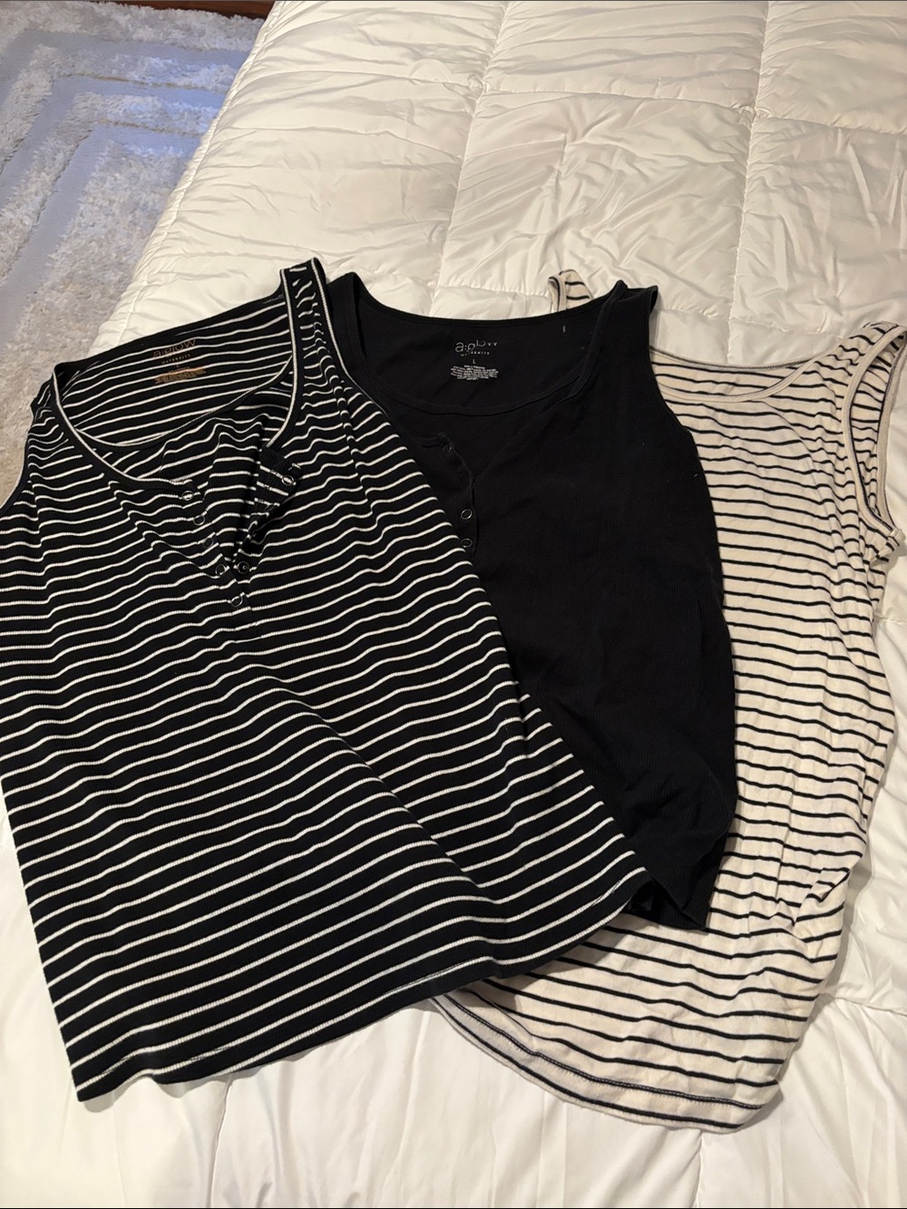3-Pack maternity/nursing Women's Tank Tops - Black & Striped